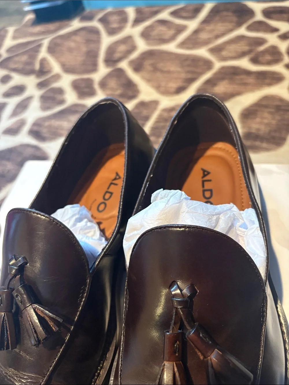 Aldo Portos-201 Men's Leather Tassel Loafers in Dark Brown